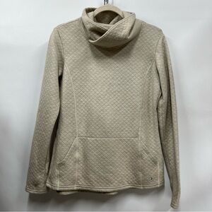 KUHL Women's Athena Pullover medium Cowl Neck Waffle Knit Sweatshirt merino wool